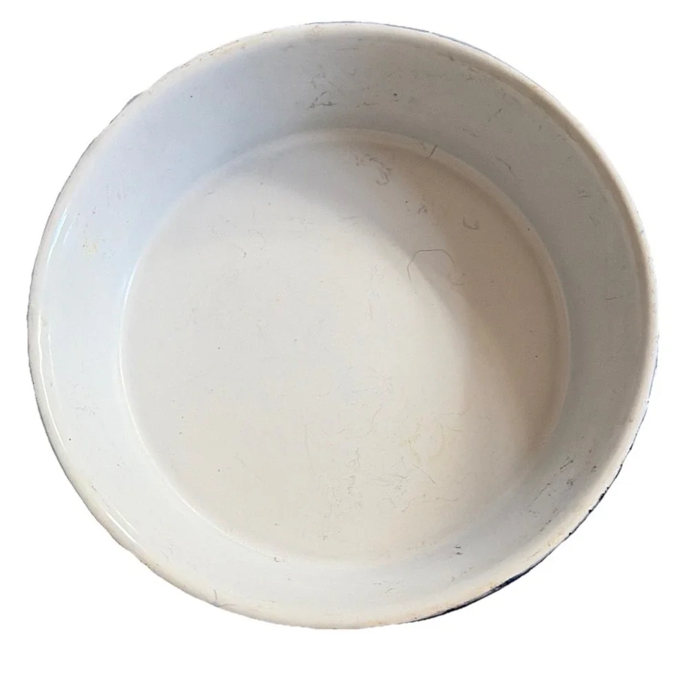 Antique Vintage Blue White Swirl Enamelware Spatterware Pan Bowl Basin 10 Inch